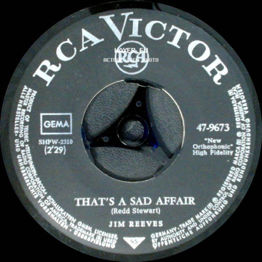 Jim Reeves - Is It Really Over? / That's A Sad Affair side B