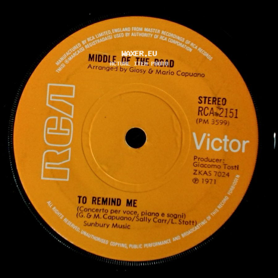 Middle Of The Road - Soley Soley / To Remind Me side B