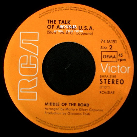 Middle Of The Road - Samson And Delilah / The Talk Of All The U.S.A. side B