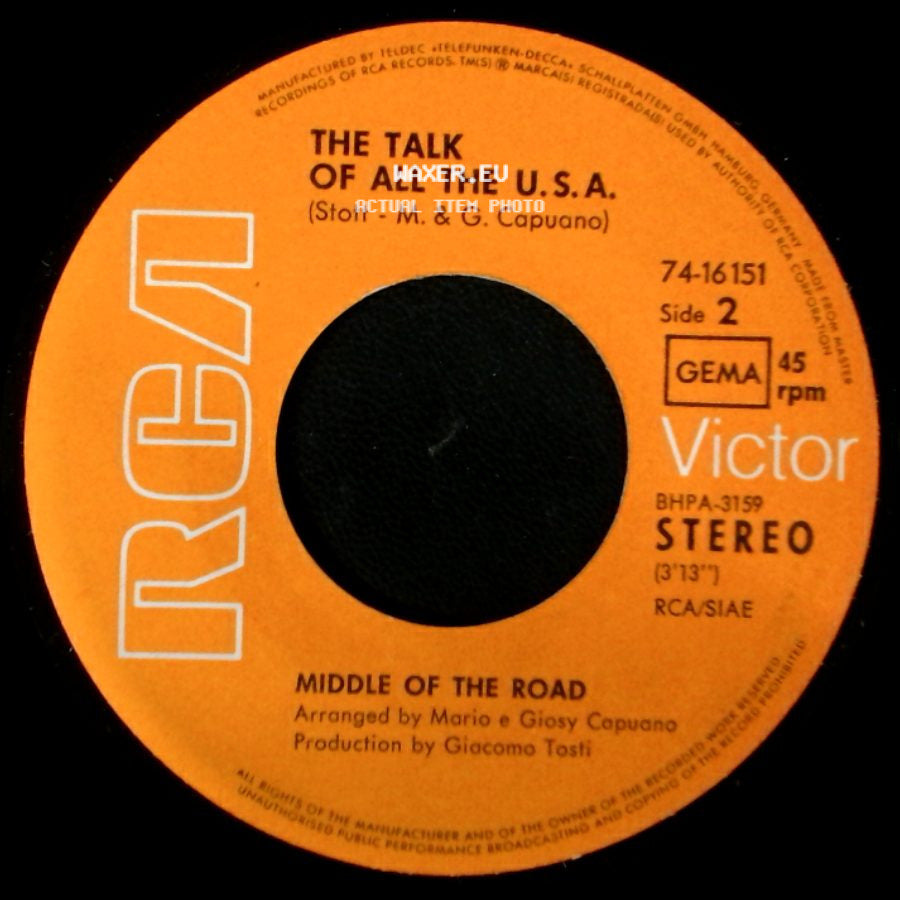 Middle Of The Road - Samson And Delilah / The Talk Of All The U.S.A. side B