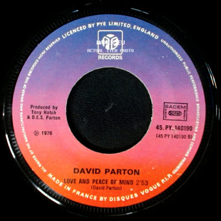 David Parton - Isn't She Lovely 4'07 / Love And Peace Of Mind side B