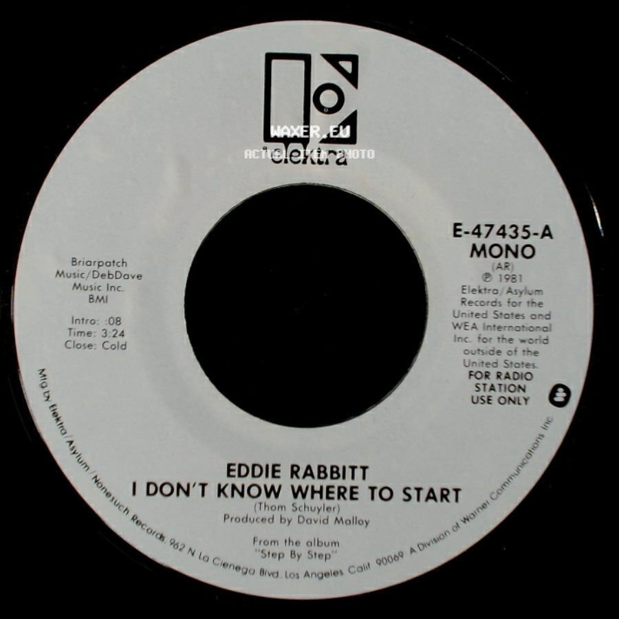 Eddie Rabbitt - I Don't Know Where To Start / I Don't Know Where To Start side B