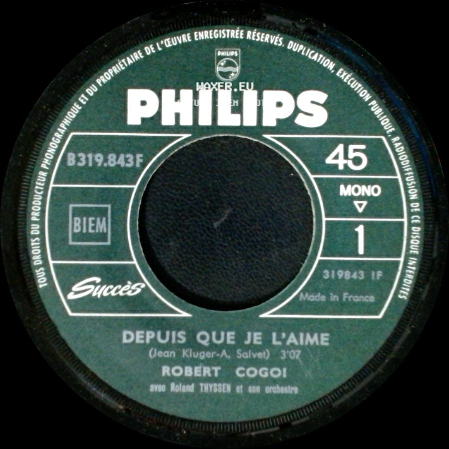 Robert Cogoi - Je T'aime Plus Fort / Depuis Que Je L'aime side B