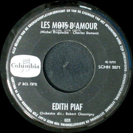 Edith Piaf - Non, Je Ne Regrette Rien / Les Mots D'amour side B