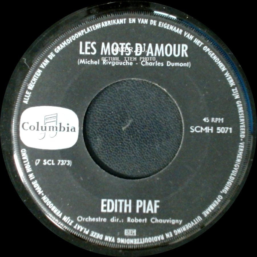 Edith Piaf - Non, Je Ne Regrette Rien / Les Mots D'amour side B