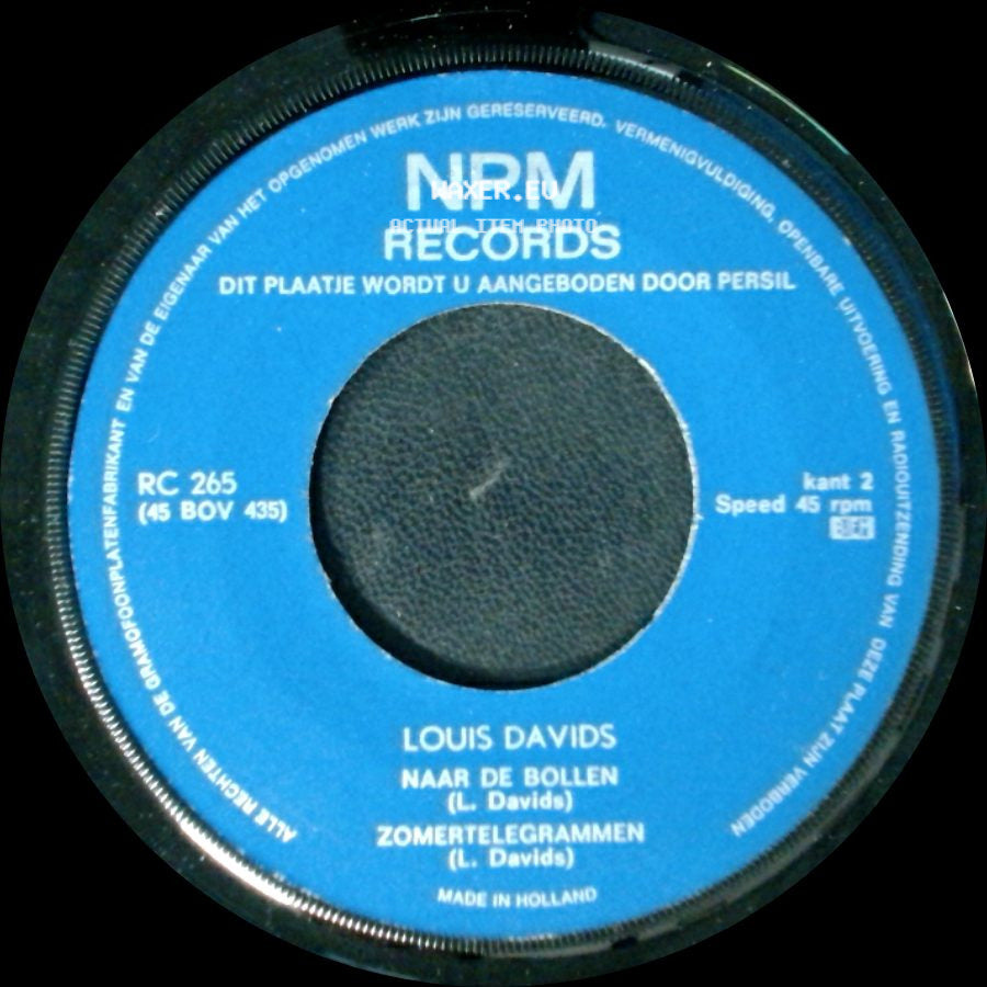 Louis Davids - Naar De Bollen / Zomertelegrammen / Wat Een Meisje Weten Moet / De Voetbalmatch side A