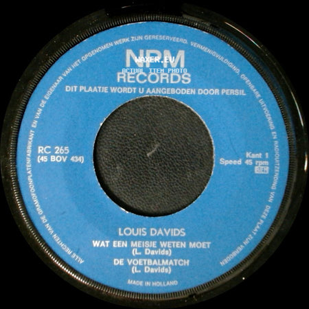Louis Davids - Naar De Bollen / Zomertelegrammen / Wat Een Meisje Weten Moet / De Voetbalmatch side B