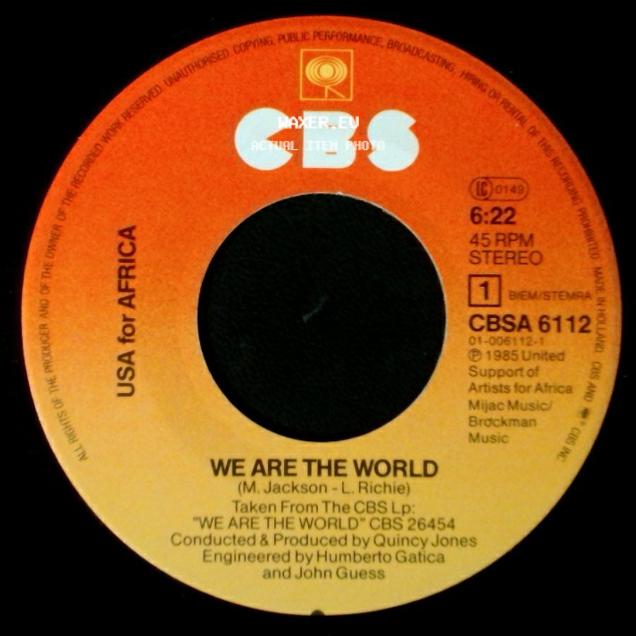 Usa For Africa / Quincy Jones - We Are The World / Grace side A