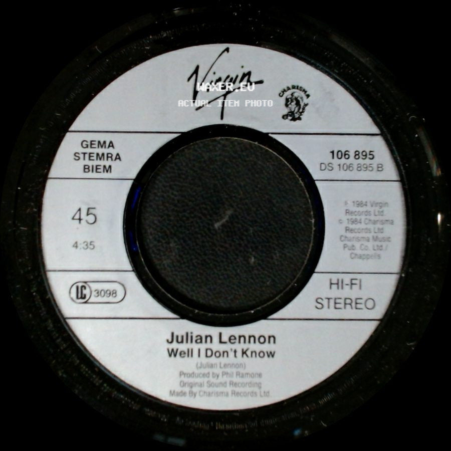 Julian Lennon - Well I Don't Know / Too Late For Goodbyes side A