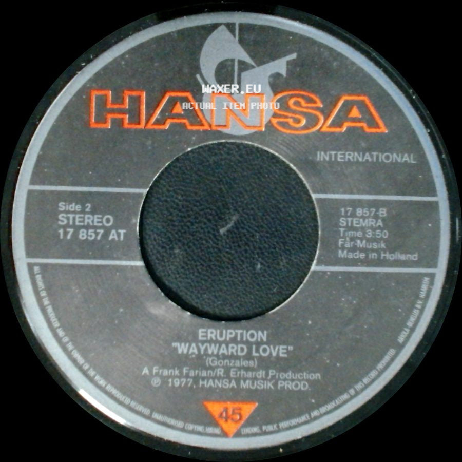 Eruption - Party, Party / Wayward Love side B