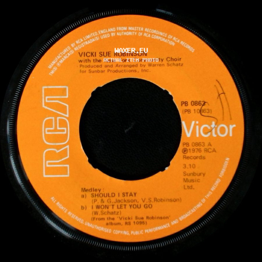 Vicki Sue Robinson / Vicki Sue Robinson With The New York Community Choir - When You're Lovin' Me / Medley: A) Should I Stay B) I Won't Let You Go side B