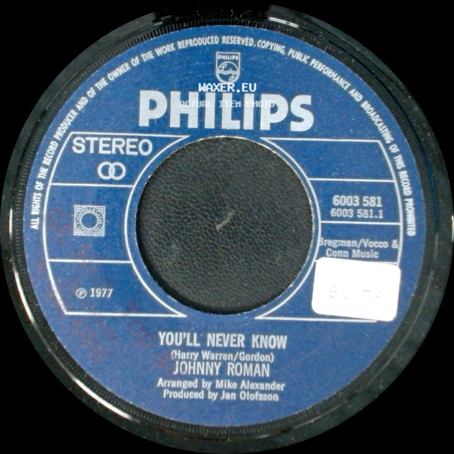 Johnny Roman - You'll Never Know / Love Me (Nice And Easy) side A