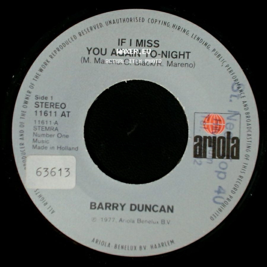 Barry Duncan - If I Miss You Again To-Night / Kidds side A