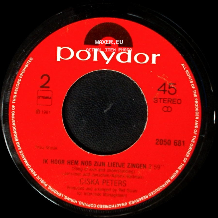 Ciska Peters - Zeeman, Je Verlangen Is De Zee / Ik Hoor Hem Nog Zijn Liedje Zingen side B