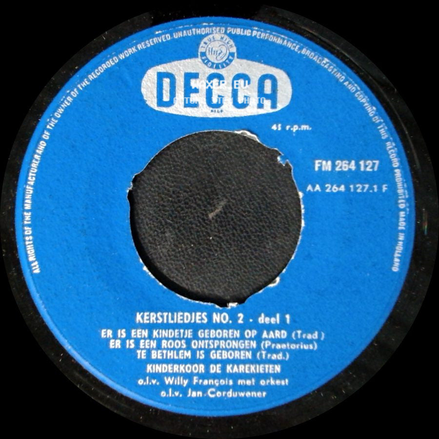 Kinderkoor De Karekieten - Kerstliedjes No. 2 . Deel 1 / Kerstliedjes No. 2 - Deel 2 side A