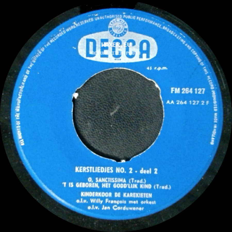Kinderkoor De Karekieten - Kerstliedjes No. 2 . Deel 1 / Kerstliedjes No. 2 - Deel 2 side B