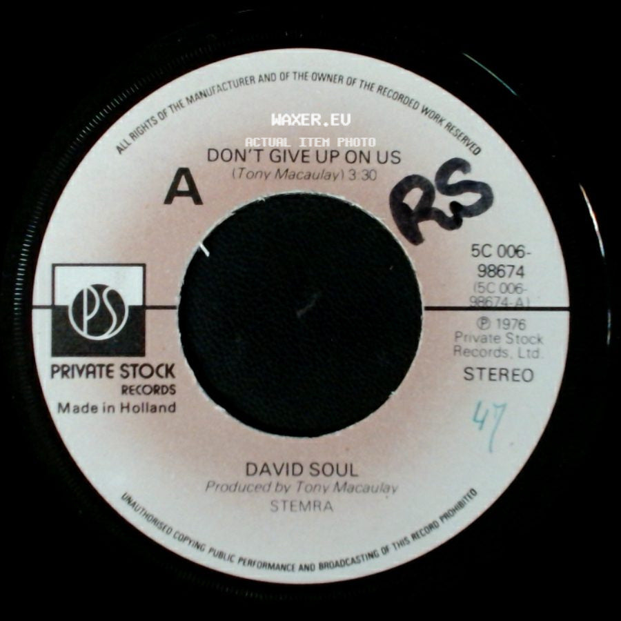 David Soul - Black Bean Soup / Don't Give Up On Us side B