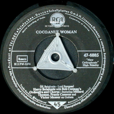 Harry Belafonte With Bob Corman's Orchestra And Chorus - Cocoanut Woman / Island In The Sun side A