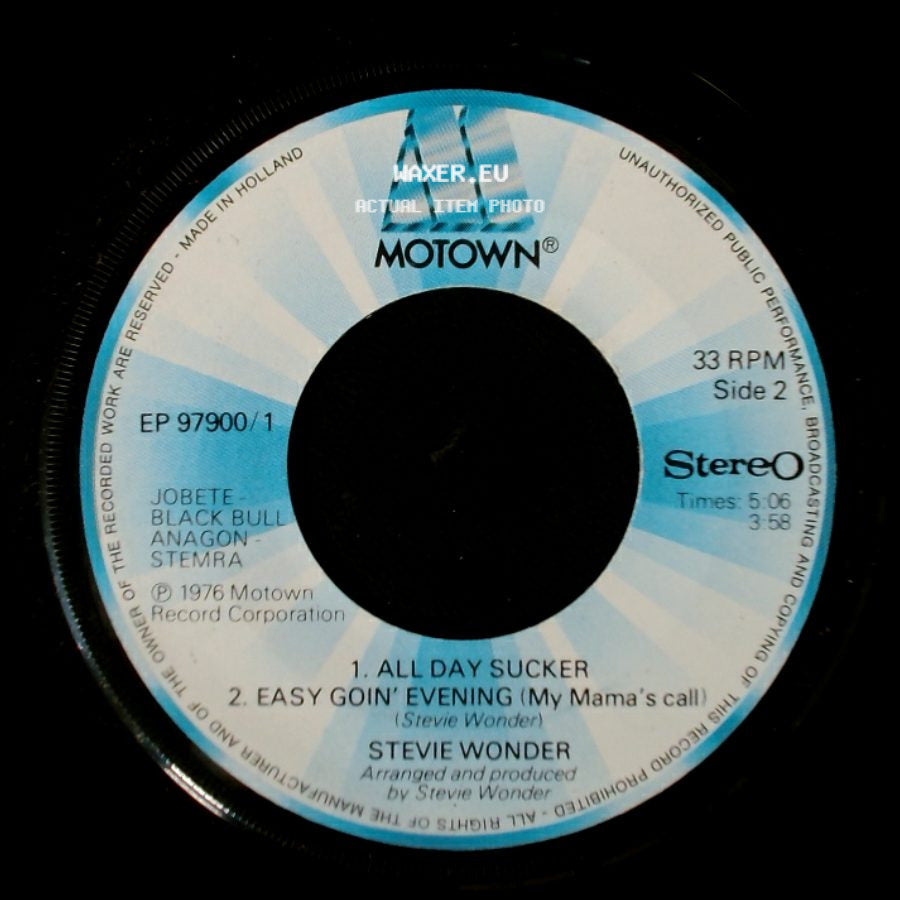 Stevie Wonder - Unknown Title A / All Day Sucker / Easy Goin' Evening (My Mama's Call) side B
