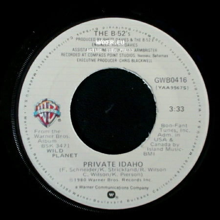 The B-52's - Rock Lobster / Private Idaho side B