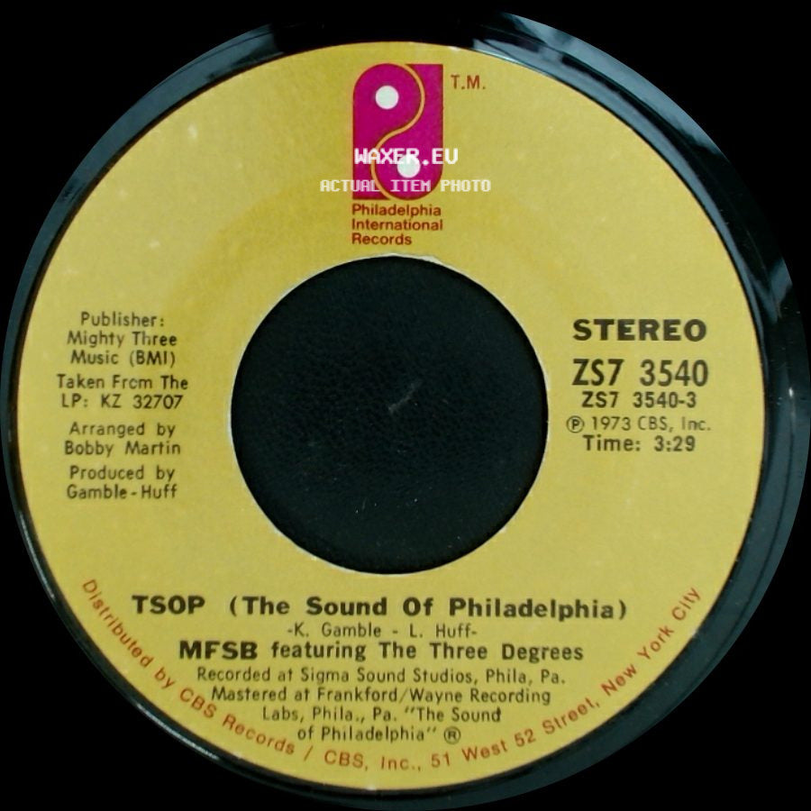 Mfsb Featuring The Three Degrees / Mfsb Featuring Thom Bell - Tsop (The Sound Of Philadelphia) / Something For Nothing side A
