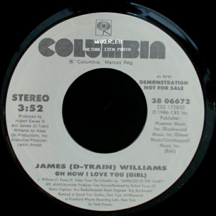James (D-Train) Williams - Oh How I Love You (Girl) / Oh How I Love You (Girl) side A