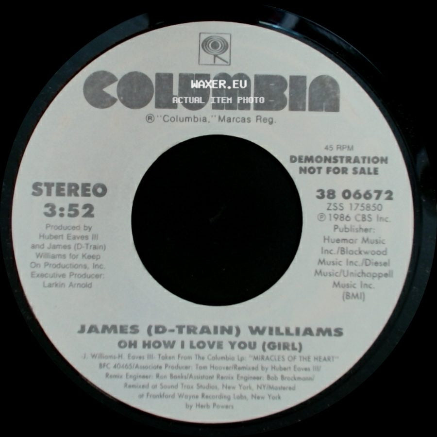 James (D-Train) Williams - Oh How I Love You (Girl) / Oh How I Love You (Girl) side B