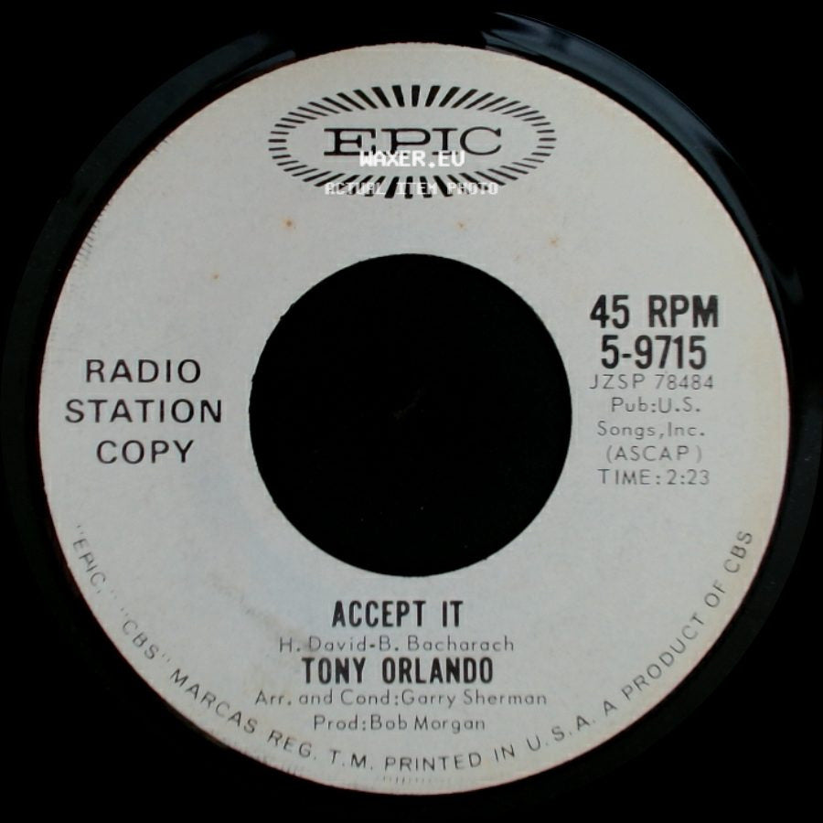 Tony Orlando - To Wait For Love / Accept It side B
