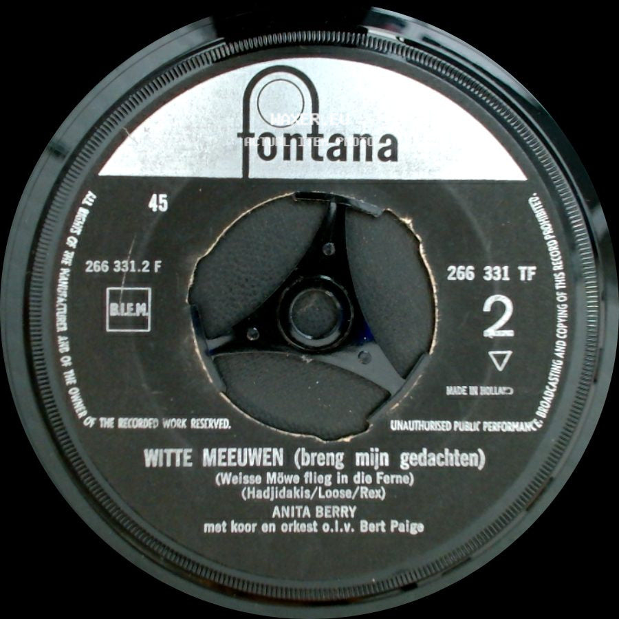 Anita Berry - Witte Meeuwen (Breng Mijn Gedachten) / Ik Zie De Witte Wolken Gaan side A