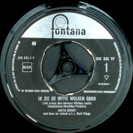 Anita Berry - Witte Meeuwen (Breng Mijn Gedachten) / Ik Zie De Witte Wolken Gaan side B