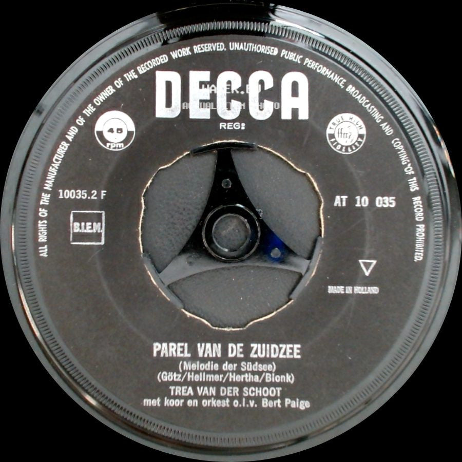 Trea Van Der Schoot - Parel Van De Zuidzee / Dit Is De Nacht (Tonight Is My Night) side A