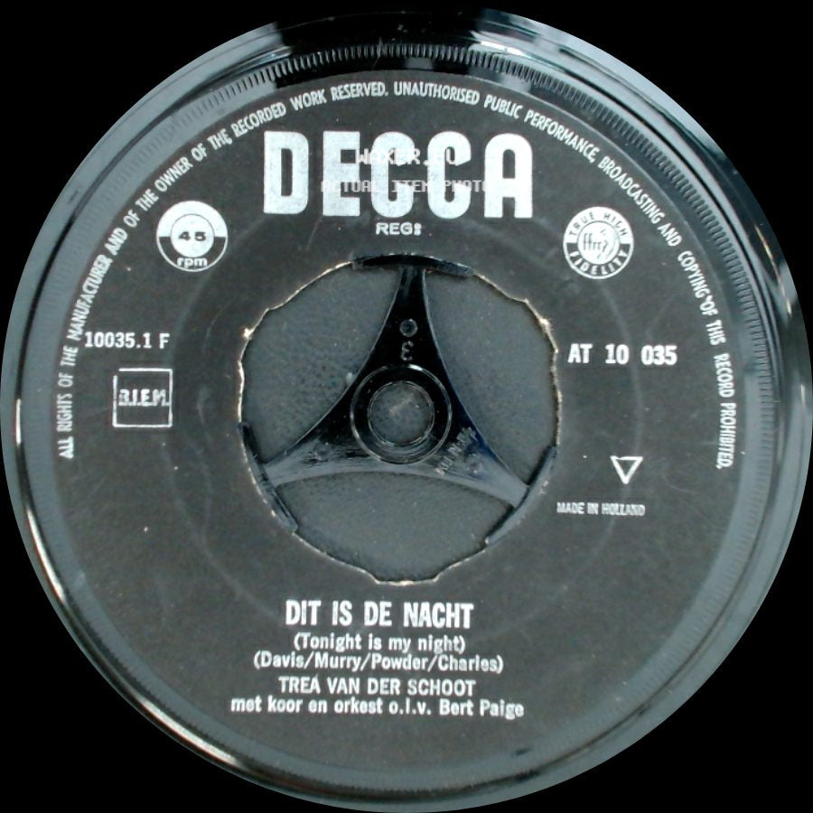 Trea Van Der Schoot - Parel Van De Zuidzee / Dit Is De Nacht (Tonight Is My Night) side B