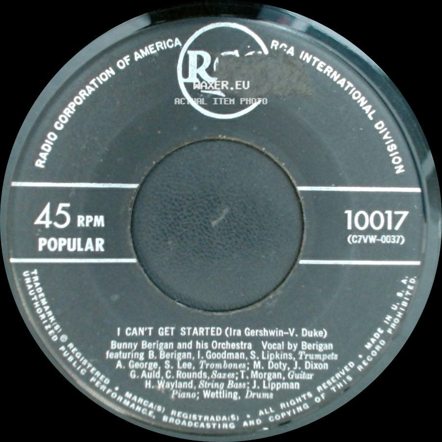 Bunny Berigan And His Orchestra - I Can't Get Started / The Prisoner's Song side A