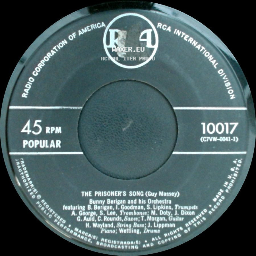 Bunny Berigan And His Orchestra - I Can't Get Started / The Prisoner's Song side B