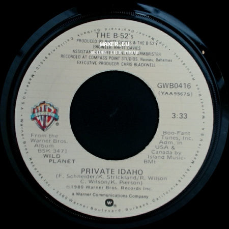 The B-52's - Rock Lobster / Private Idaho side B