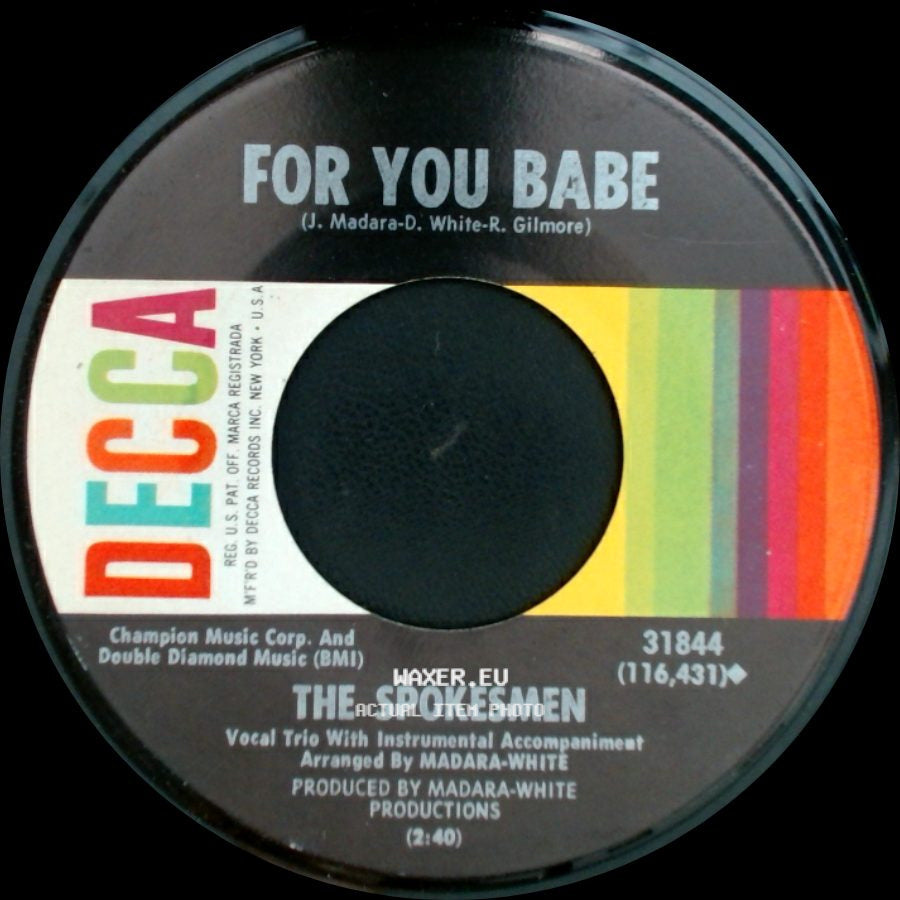 The Spokesmen - The Dawn Of Correction / For You Babe side B