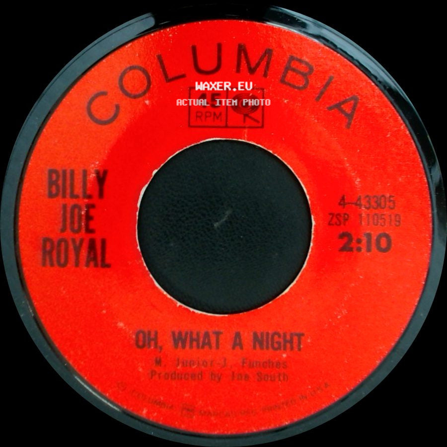 Billy Joe Royal - Down In The Boondocks / Oh, What A Night side B