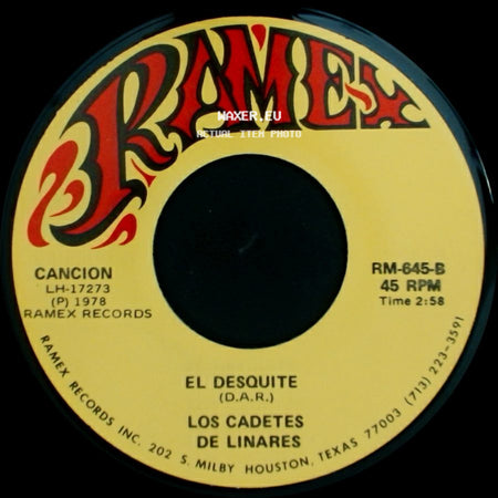 Los Cadetes De Linares - El Desquite / El Hijo Del Palenque side A