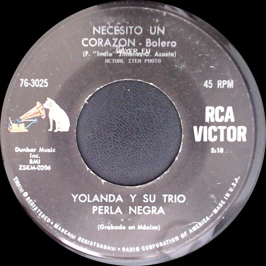 Yolanda Y Su Trio Perla Negra - Necesito Un Corazon - Bolero / Servicio Secreto - Bolero side A