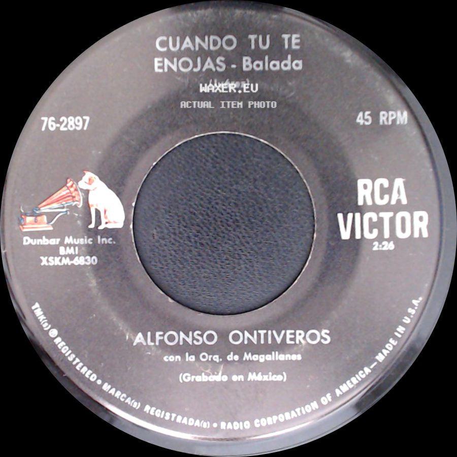 Alfonso Ontiveros - Gracias Vida - Bolero / Cuando Tu Te Enojas - Balada side B