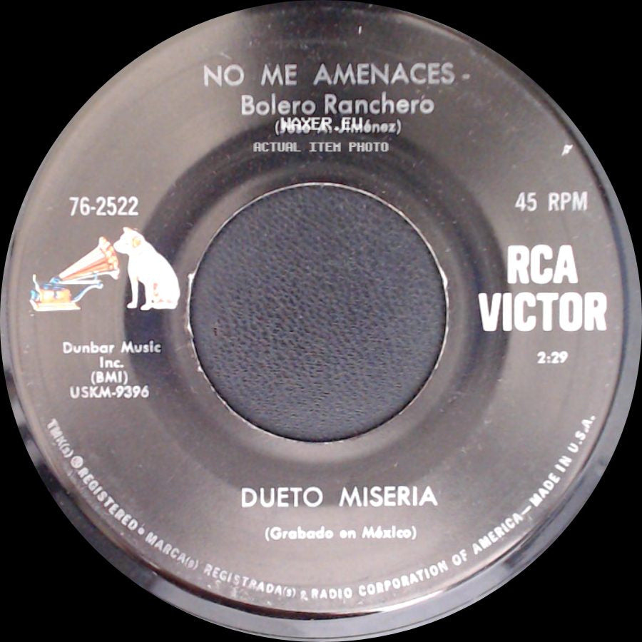 Dueto Miseria - No Me Amenaces - Bolero Ranchero / Urgencia - Bolero side A
