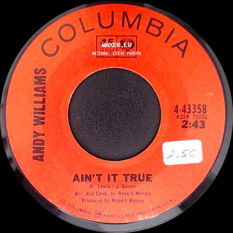 Andy Williams - Ain't It True / Loved One side A