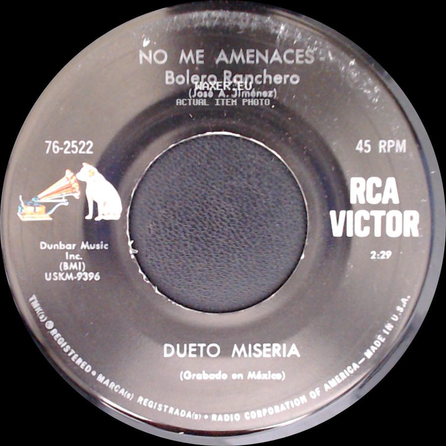 Dueto Miseria - No Me Amenaces / Urgencia - Bolero side A