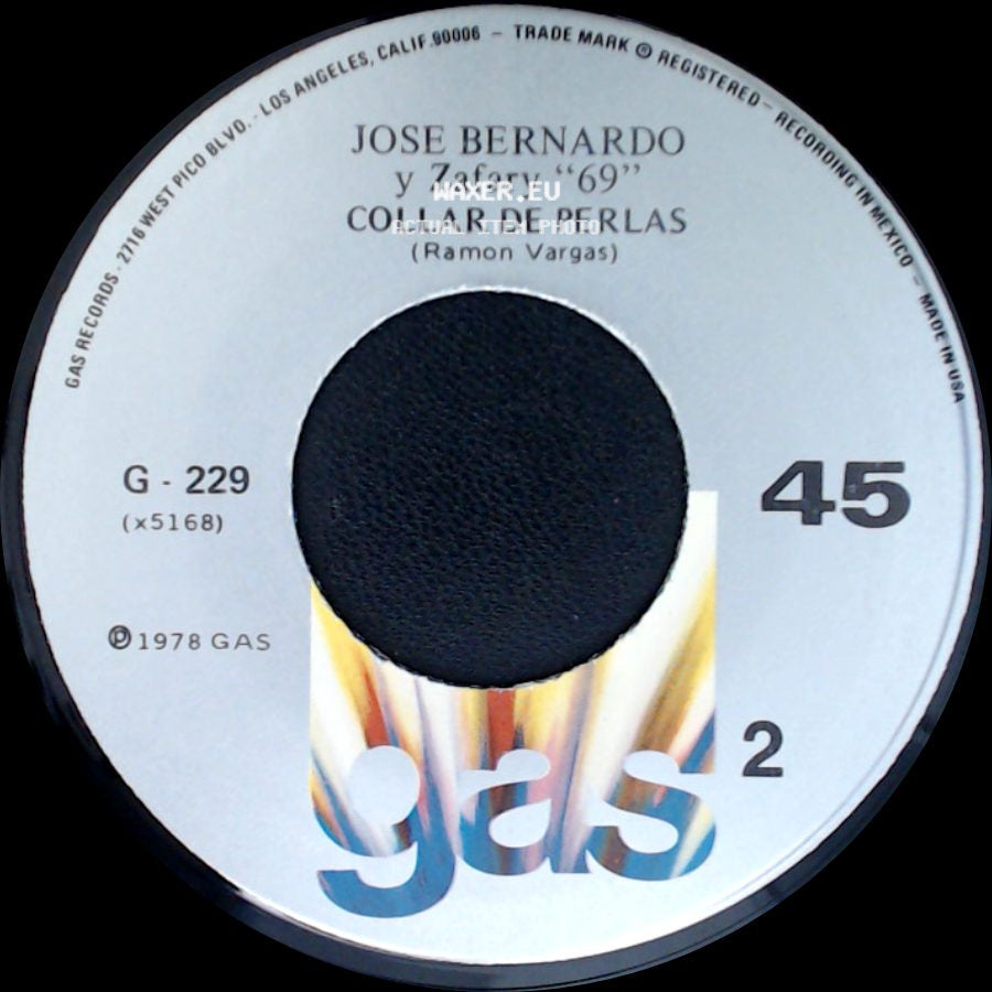 Jose Bernardo Y Zafary "69" - El Velorio / Collar De Perlas side B