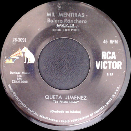 Queta Jimenez - Cantares De Amor - Bolero Ranchero Moruno / Mil Mentiras - Bolero Ranchero side B