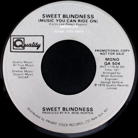 Unknown Artist - Sweet Blindness (Music You Can Ride On) / Sweet Blindness (Music You Can Ride On) side B