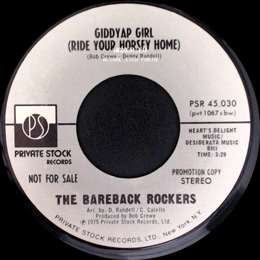 The Bareback Rockers - Giddyap Girl (Ride Your Horsey Home) / Giddyap Girl (Ride Your Horsey Home) side B