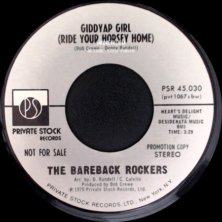 The Bareback Rockers - Giddyap Girl (Ride Your Horsey Home) / Giddyap Girl (Ride Your Horsey Home) side B