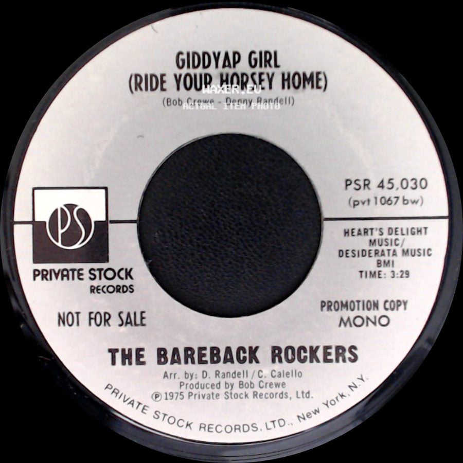 The Bareback Rockers - Giddyap Girl (Ride Your Horsey Home) / Giddyap Girl (Ride Your Horsey Home) side A