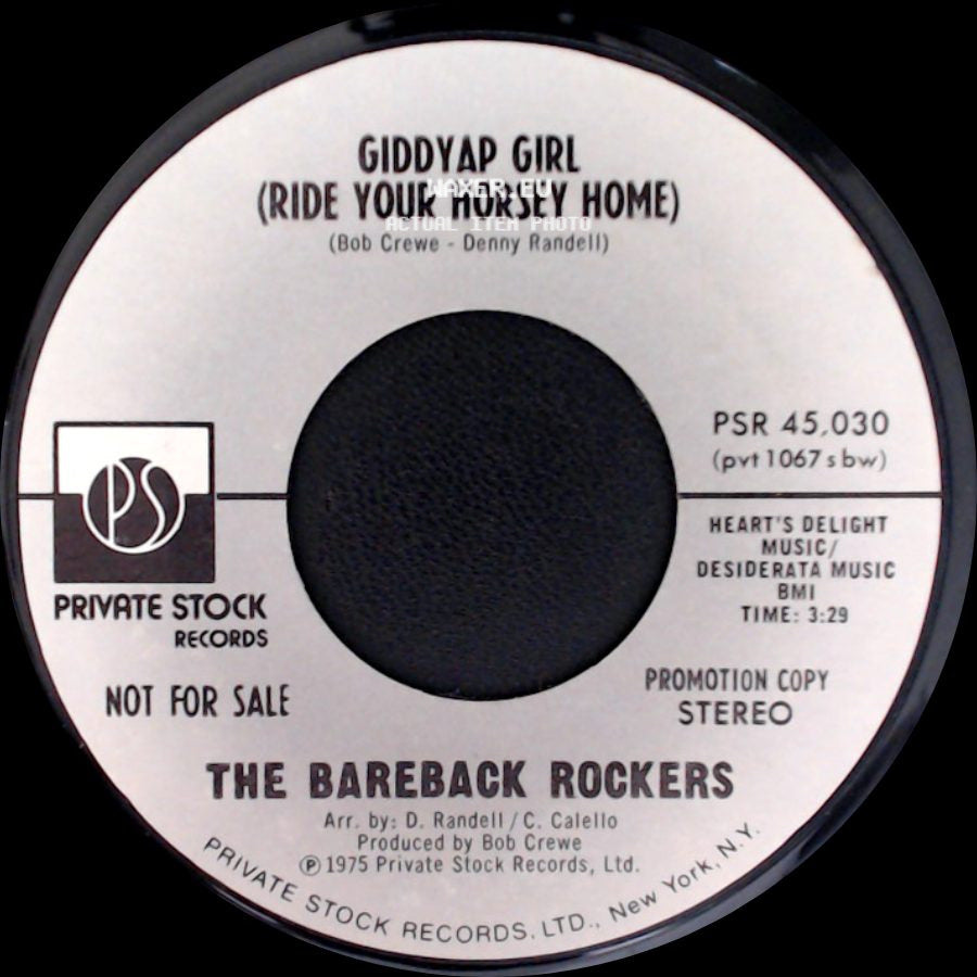 The Bareback Rockers - Giddyap Girl (Ride Your Horsey Home) / Giddyap Girl (Ride Your Horsey Home) side B